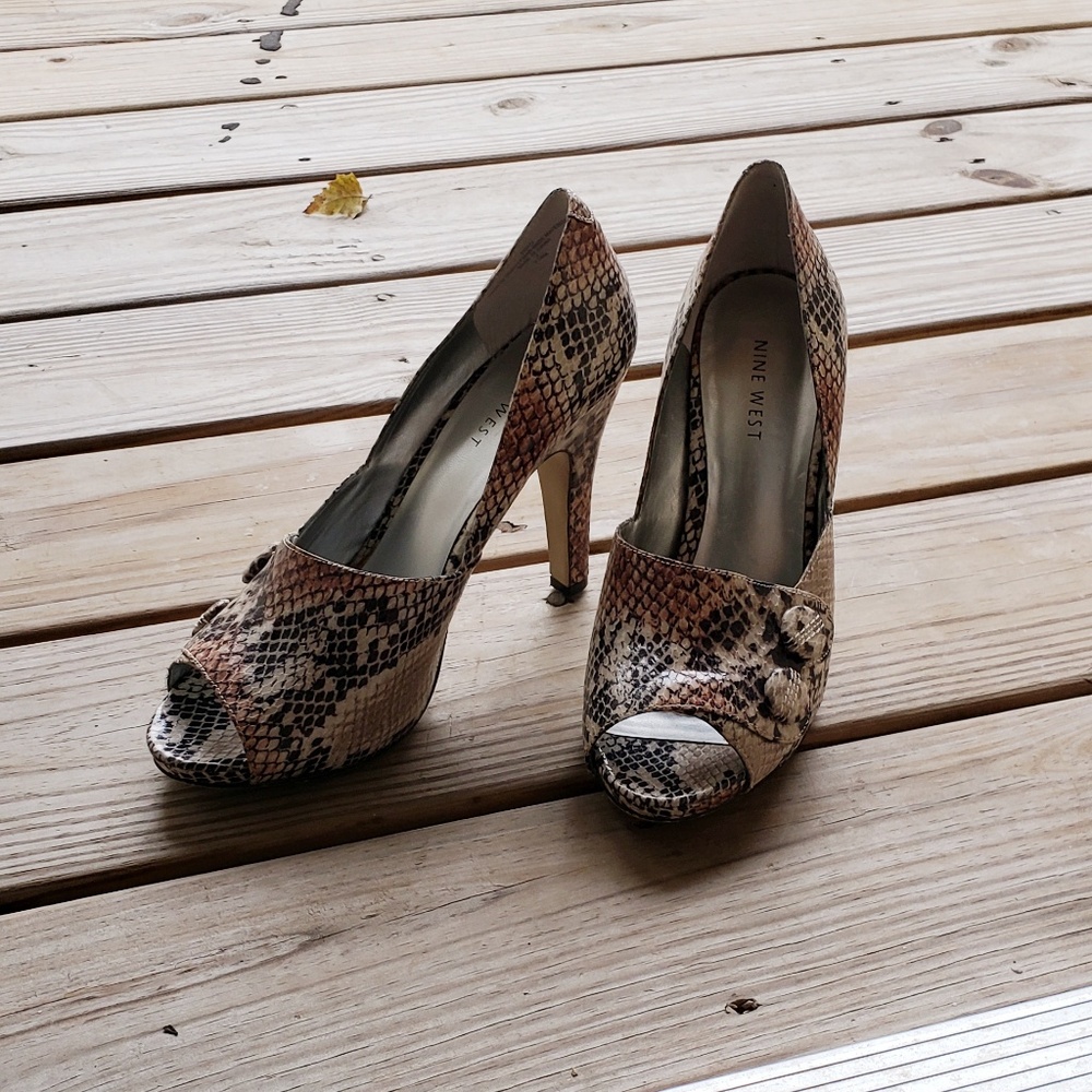 Nine West Tinao Naturale Leather Peep Toe Heel